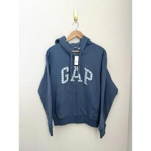 NWT Gap Sz S Heritage Full Zip Blue Cornflower Fleece Lined Cozy Hoodie Zip